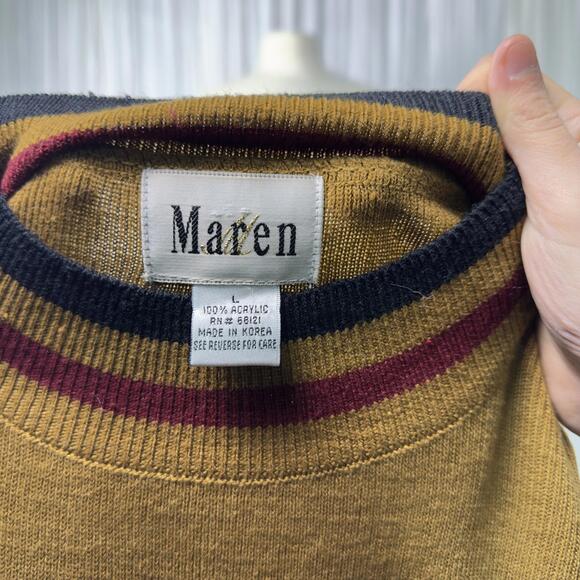 Vintage Indie Academia Minimalist Fall Colorblock Casual Women's Sweater (L) - Picture 6 of 6